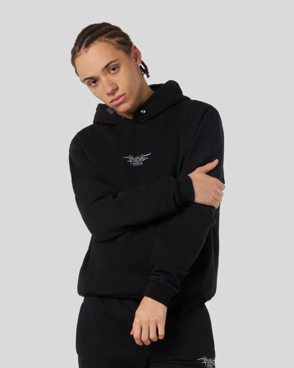 Black Hoodie
Embroidered Gotic Logo