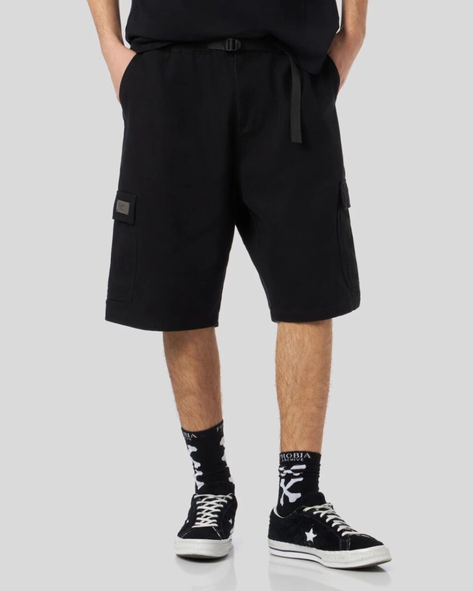 Black Cargo Shorts
Metal Label