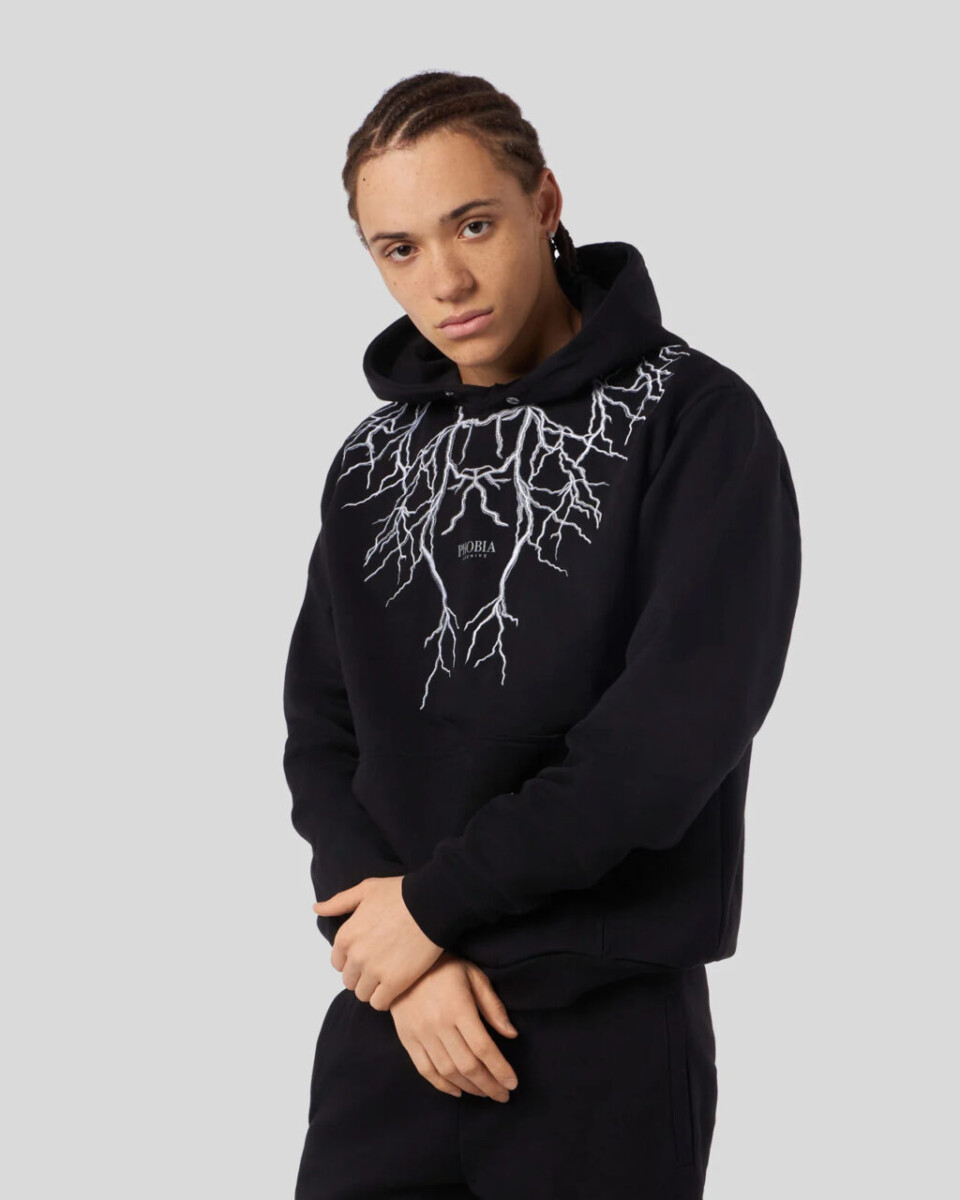 Black Hoodie
Grey Embroidery Lightning