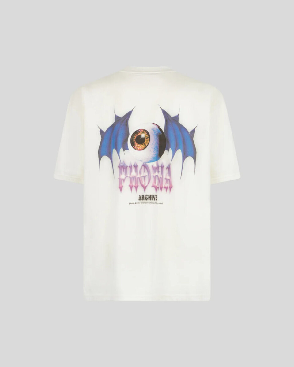 White T-Shirt 
Blue " BUT EYE "